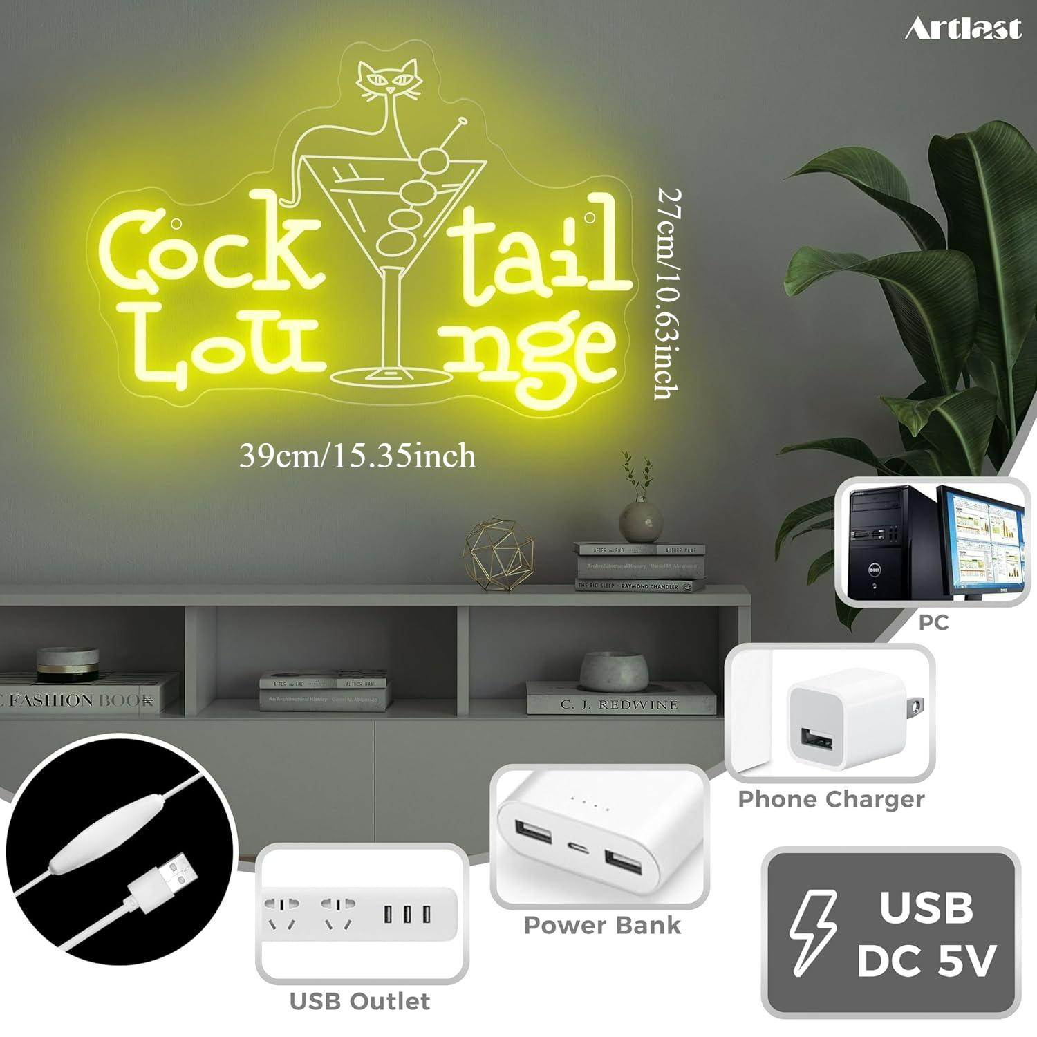 Cocktail Lounge Neon Sign Dimm - Lighting Decor For Home บทวิจารณ์และราคา