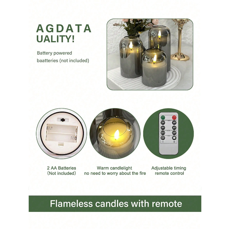 3 Pack Grey Flameless LED Cand - Led Lighting Decor บทวิจารณ์และราคา
