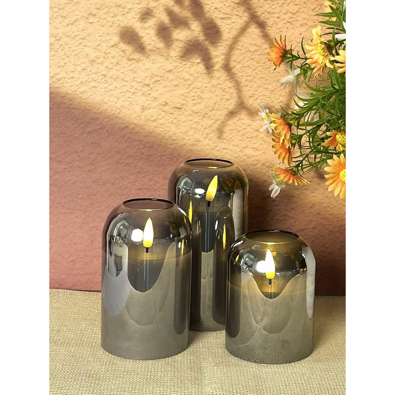 3 Pack Grey Flameless LED Cand - Led Lighting Decor บทวิจารณ์และราคา