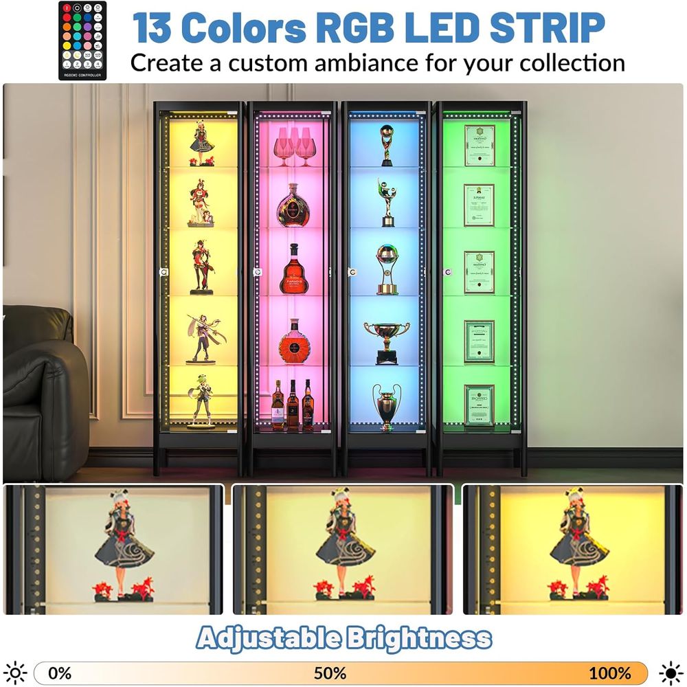 5-Tier Glass Display Cabinet w - Lighting & Home Decor Studio บทวิจารณ์และราคา