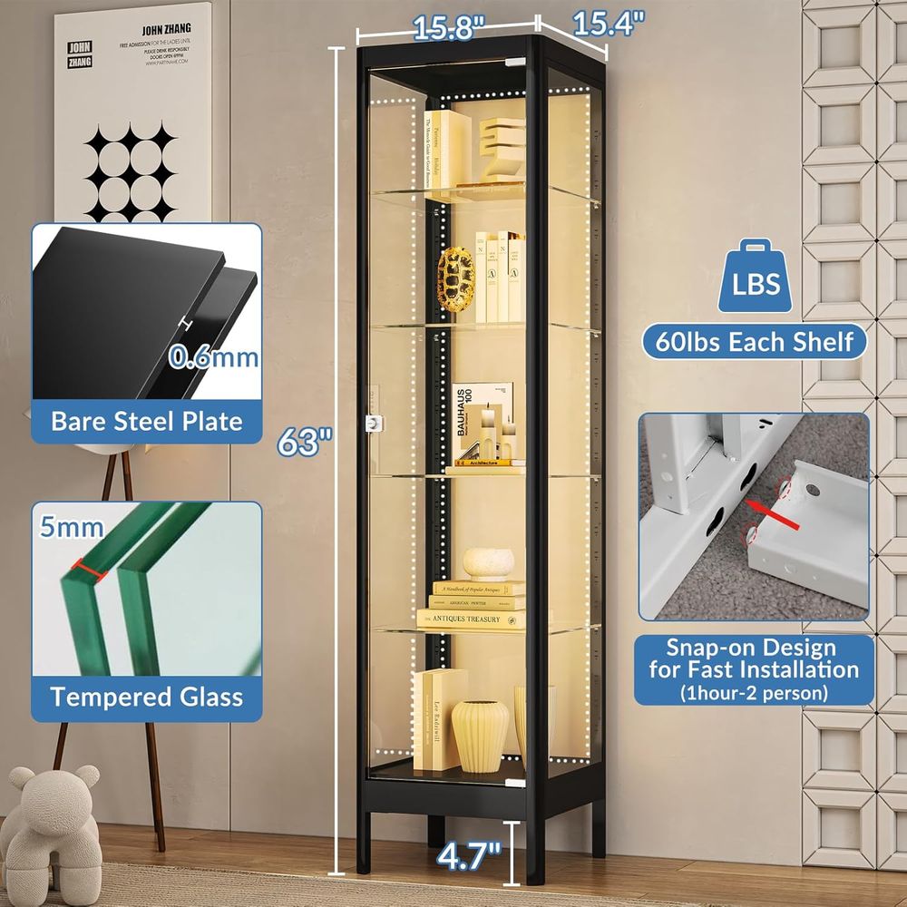 5-Tier Glass Display Cabinet w - Lighting & Home Decor Studio บทวิจารณ์และราคา