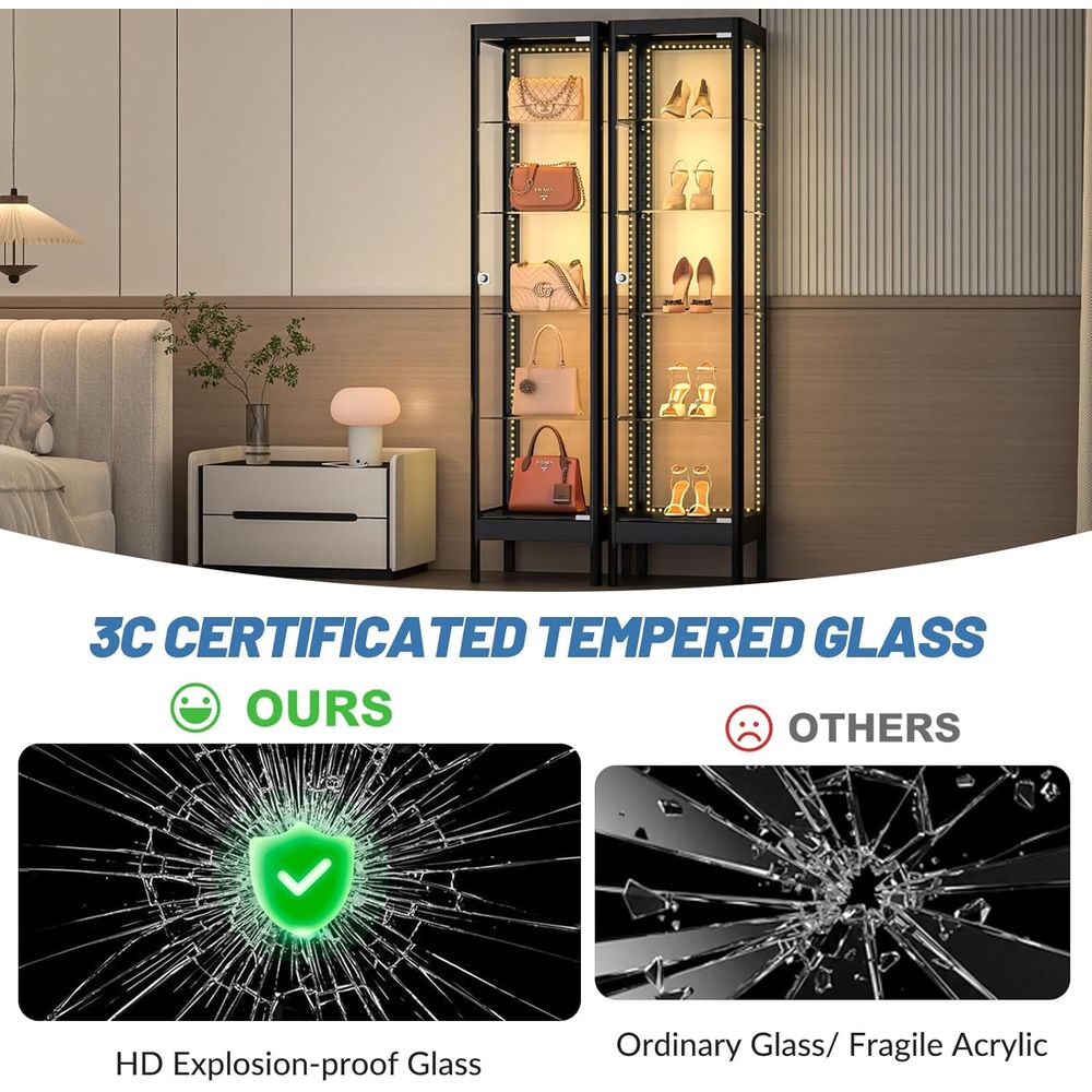 5-Tier Glass Display Cabinet w - Lighting & Home Decor Studio บทวิจารณ์และราคา